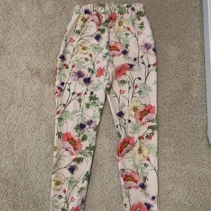 NWOT Express High Waisted Floral Tie Pants